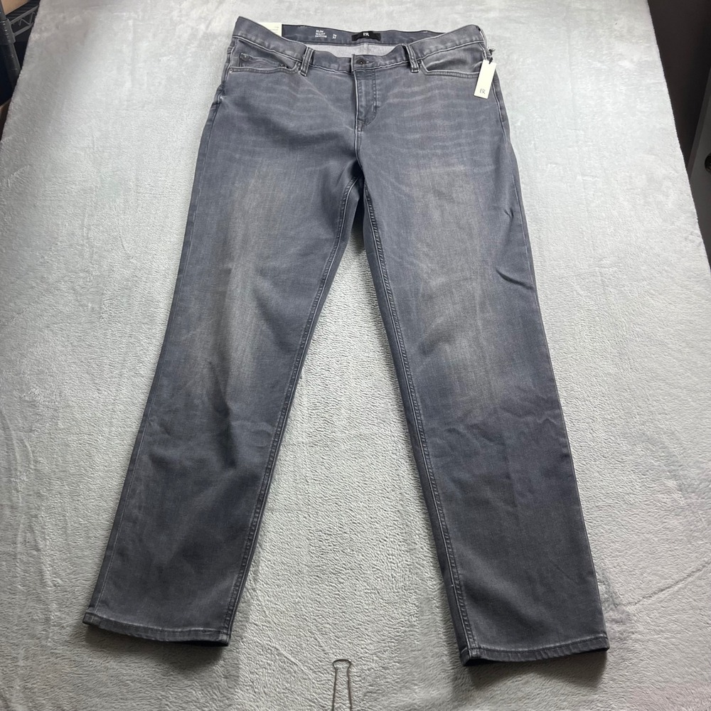 Banana Republic Slim Fit Luxe Traveler Jeans Grey 38x32 NWT High Stretch Denim